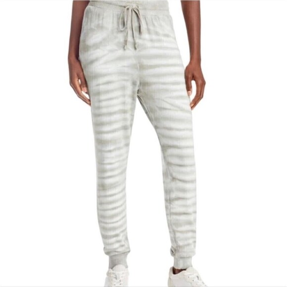 Splendid Gray White Tie Dye Tiger Stripe Jogger Sweatpants Size Small NWT - Picture 1 of 9